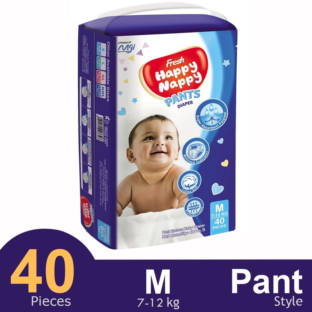 Fresh MGI Happy Nappy Pants Diaper M (7-12 Kg)- 40 PC'S