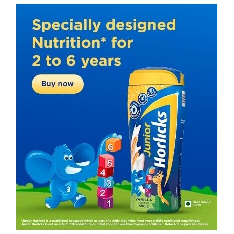 Junior Horlicks Vanilla Flavour (For Ages Years)- 500g